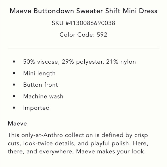 ✨ Anthropologie Buttondown Sweater Shift Mini Dress Sz M - Picture 10 of 10